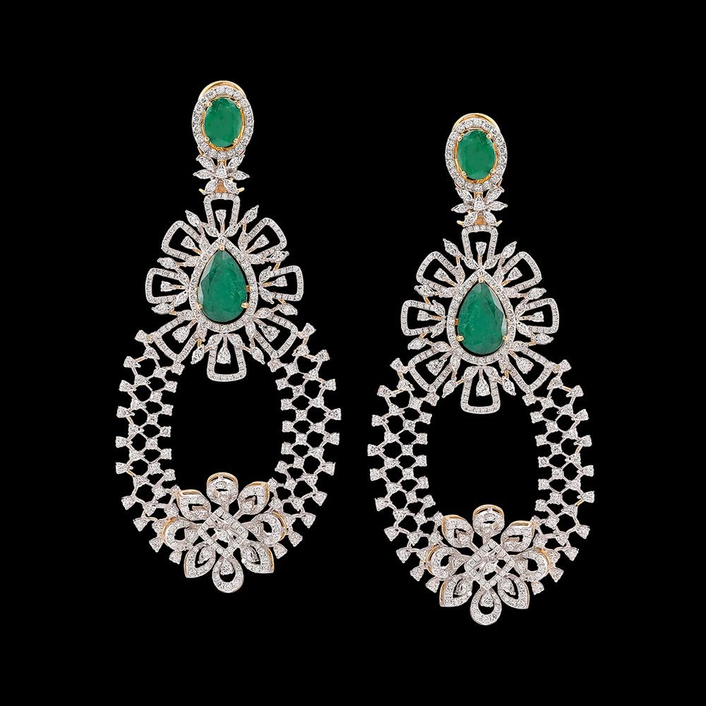 Emerald and diamond earrings