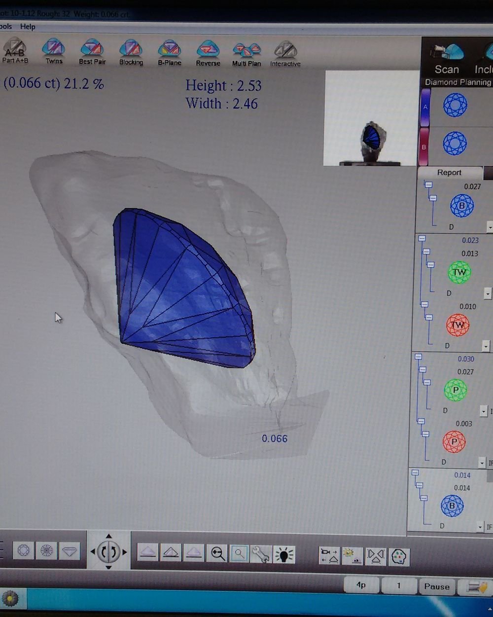 Rough diamond planning scan